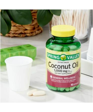 Spring Valley Extra Virgin Coconut Oil Softgel Capsules 1000mg, 90 Count with STS Sticker - Buy Online on GoSupps.com