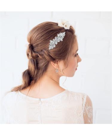 Silver Rhinestones Bridal Hair Clips - French Crystal Glass Wedding Hairpins for Bride & Bridesmaids - Buy Online on GoSupps.com