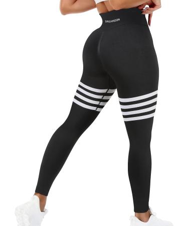 DREAMOON Seamless Butt Lifting Leggings | High Waisted Workout Yoga Pants | Gym Tights | Upgrade Butt Lifting | Black with Logo | Large - Buy Online on GoSupps.com