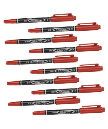 Healeved 10pcs Marker Pen Waterproof Brow Pencil Brow Pen Pencils Tool Plastic Red 13.9x1.8cm Red
