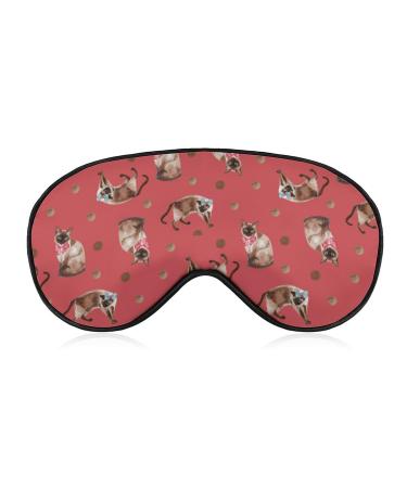 Siamese Cats with Bows Sleep Mask Eye Cover for Sleeping Blindfold with Adjustable Strap Blocks Light Night Travel Nap for Men Women