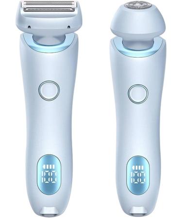 Electric Shaver Razors for Women 2-IN-1 Electric Razor for Womens Legs Underarm Face Pubic Hairs Wet Dry Use Rechargeable Bikini Trimmer Hair Removal with Detachable Head (Blue) - Buy Online on GoSupps.com