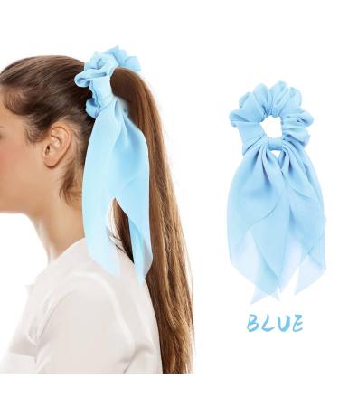 8 Pack Colorful Chiffon Ribbon Hair Bows for Girls - Silk Scrunchies Set for Thick Hair - Ponytail Holders and Headbands for Women - Buy Online on GoSupps.com