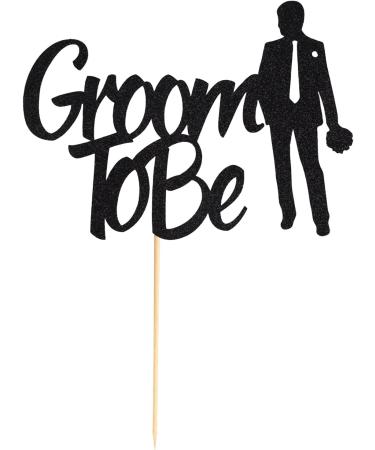Arthsdite 1Pc Groom to Be Cake Topper Future Mr Engagement Wedding Bachelor Party Decoration Supplies - Black Glitter - Buy Online on GoSupps.com