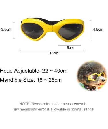 WELLXUNK Dog Sunglasses - UV Protection & Waterproof for Small/Medium Dogs | Adjustable Strap Yellow - Buy Online on GoSupps.com