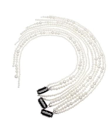 Minkissy Beaded hair clip Faux Pearls Strand Tassel Chain Hair Accessories Ponytail Decor Hair Extensions Hair Decoration for Party Wedding Daily