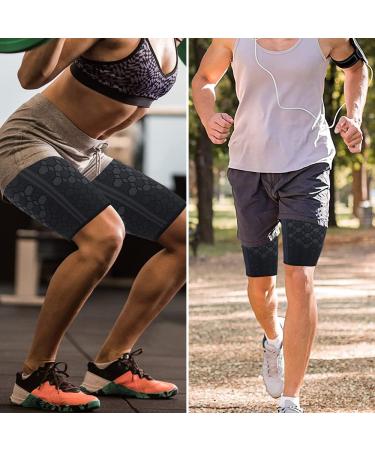 Tofbs 2-Piece Compression Thigh Bandage for Men & Women | Breathable Elastic Support for Knee Tendon & Quadriceps Injuries | Muscle Pain Relief (Large) - Buy Online on GoSupps.com