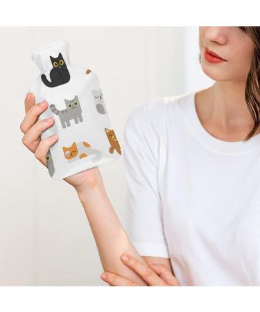 Hot Water Bottle with Lid - Cat Design Rubber Bag for Pain Relief Cramps & Foot Warmer - Hot and Cold Therapy - Buy Online on GoSupps.com