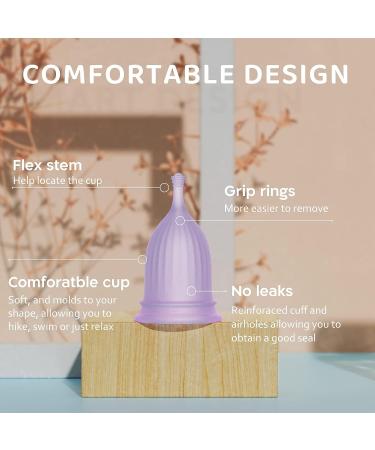 Set of 3 Reusable Menstrual Cups - Soft Silicone Tampon and Pad Alternative in Small, Medium, Large (Purple) - Buy Online on GoSupps.com