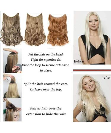 Invisible Secret Hidden Wire in Hair Extensions 20 Inches Long Wavy Curly Synthetic No Clip in Hairpieces Miracle Translucent Fish Line Medium Brown - Buy Online on GoSupps.com