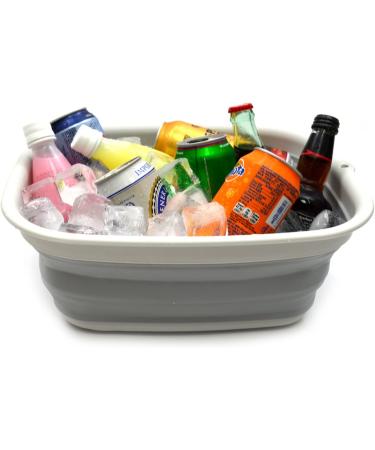 Sammart 9.45L Collapsible Tub Portable Dish Tub, Washing Basin - Space Saving Plastic Washtub (Grey M) - Buy Online on GoSupps.com
