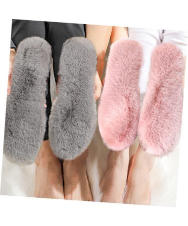 Mobestech Fluffy Soles for Women | 4 Pairs Faux Rabbit Fur Insoles | Cozy Holiday Shoe Inserts | Universal Fit Grey 28x10cm - Buy Online on GoSupps.com