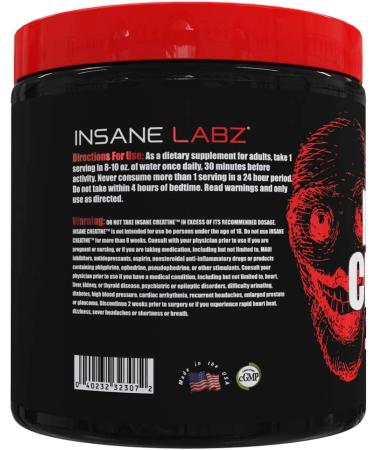Insane Labz Creatine Monohydrate Powder - Unflavored for Pre & Post Workout - Boost Strength, Size, and Power - 60 Servings - Buy Online on GoSupps.com