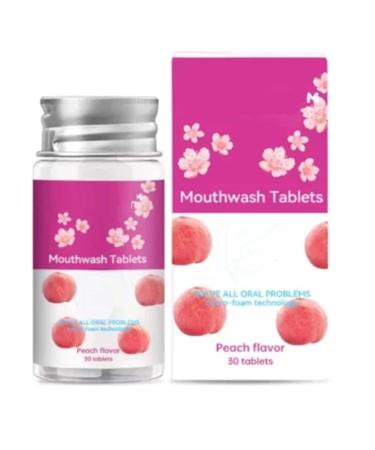 TeetClean Mouthwash Tablets Teeth Whitening Mouthwash All Natural Probiotics Herbal Super Whitening and Restorative Tabalets for Teeth And Mouth.(Peach)