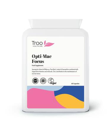 Opti-Mac Focus Eye Support 60 Capsules Advanced Macular and Vision Support with Zeaxanthin Lutein Bilberry & Pine Bark - 1 Per Day Daily Supplement - 2 Months Supply UK Manufactured - Buy Online on GoSupps.com