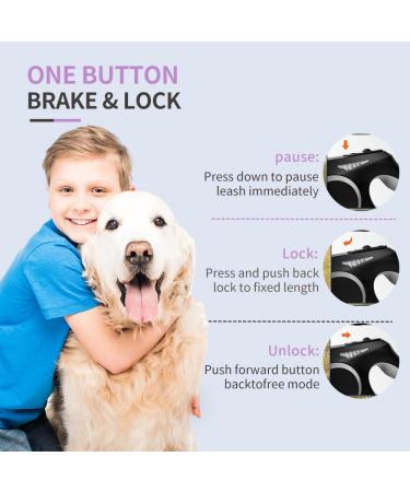 DISSICE Retractable Dog Leash with LED Light 16ft & Anti-Slip Handle for Dogs up to 66 lbs 360 Tangle-Free One Button Brake & Lock (M) - Buy Online on GoSupps.com
