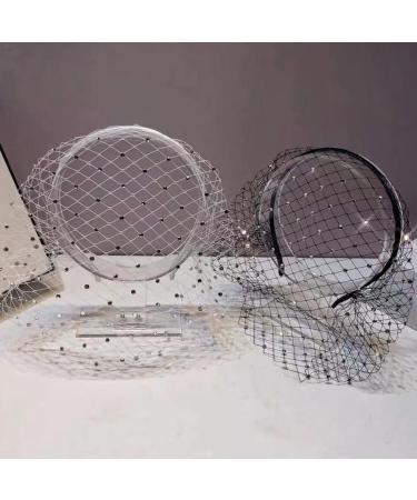 Bottone Headbands for Women Girls Wide Plain Turban Headband Fashion Veil Rhinestones Hair Bands Mesh Hair Hoop White - Buy Online on GoSupps.com