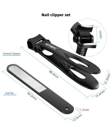 Surgical Grade Stainless Steel Nail Clippers - 15mm Wide Jaw Opening Cutter for Thick Nails - Sharp Blade for Fingernails & Toenails - Black - Buy Online on GoSupps.com
