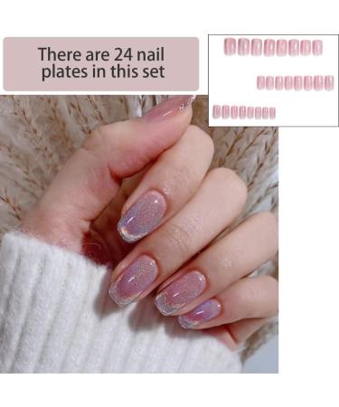 TQUXNGA Naked False Nails Detachable Press On Nail Cats Eye False Nails Full Cover Stick On Nail for Women and Girls - Buy Online on GoSupps.com