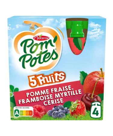 POM'POTES - Pomotes Without Added Sugar Red Fruits 360G - (Pack of 4)