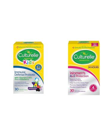 Culturelle Immune Defense Probiotic with Vitamin C Vitamin D and Zinc + Elderberry Non-GMO 4-in-1 & Women s 4-in-1 Daily Probiotic Supplements for Women - Supports Vaginal Health