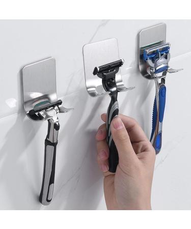 Self-Adhesive Stainless Steel Razor Holder Hooks - 2 Pack Waterproof Double Hooks for Bathroom & Kitchen | No Drilling Required - Buy Online on GoSupps.com