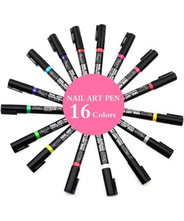 16PCS Nail Art Pen Painting Kit Drawing Dotting Nail Polish Pen 3d Nail Design Beauty Tools For Uv Gel Polish Assorted Colour - Buy Online on GoSupps.com
