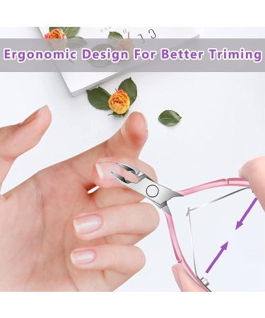 Professional Stainless Steel Cuticle Trimmer & Pusher Set - Durable Manicure & Pedicure Tools in Pink - Buy Online on GoSupps.com