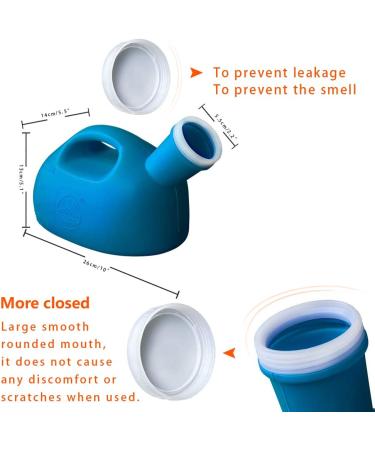 Portable Male Urinal with 2000ml Capacity - Ideal for Hospital, Incontinence, Elderly, Travel, Camping - Blue - Buy Online on GoSupps.com