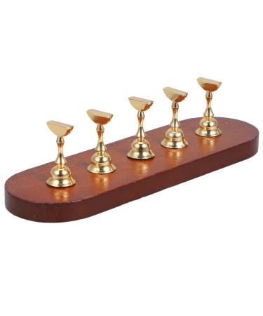 Baluue Nail Stand for Press on Nail Holder for Painting Nails Wood Nail Display Stand for False Nail Tip Manicure Tool Nail Art Display Home Salon Gold