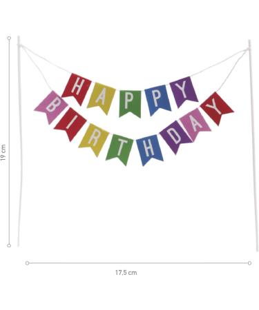 Dekora - Happy Birthday Bunting Cake Topper - Birthday Cake Topper With Colorful Bunting Happy Birthday Flags - Buy Online on GoSupps.com