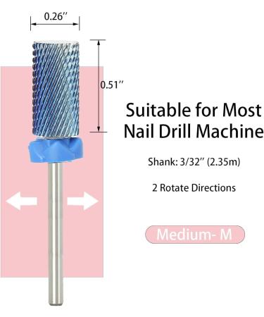 Akylin Carbide Nail Drill Bits - 3/32' Fast Remove for Acrylic/Hard Gels for Manicure Pedicure Cuticle Gel Polishing Salon Bits-Left and Right Hand(Medium) Medium-M Type-D - Buy Online on GoSupps.com