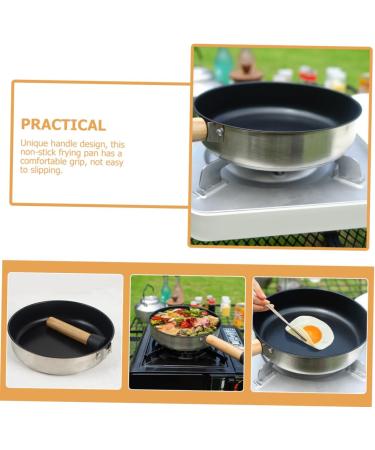 Yardenfun Camping Portable Pan Pans Stainless Steel Cookware Griddle Flat Skillet Non Stick Cooking Utensils Egg Pan Stainless Steel Pan Stainless Steel Pot Lightweight Wood - Buy Online on GoSupps.com