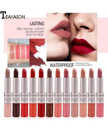  Hikaka 2 in 1 Matte Velvet Satin Lipstick & Gloss Set Double Headed Matte Finish Non-stick Cup No Fade Nude Color Long Lasting Waterproof Lip Gloss (C) - Buy Online on GoSupps.com