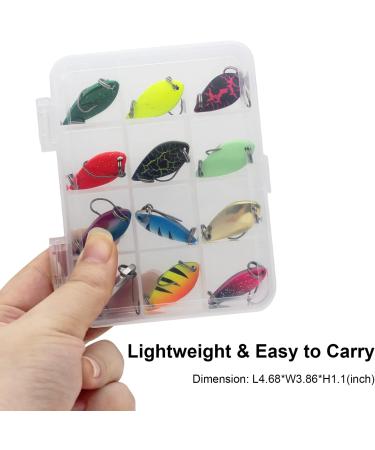 FREGITO Fishing Lures 12pcs Colorful Casting Spinner Hard Baits Tackle with Single Hook - Trout Bass Salmon Freshwater Saltwater - Metal Hooks - Multiple Colors - Buy Online on GoSupps.com