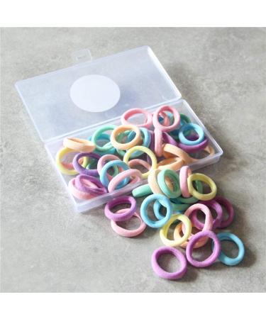 the GreatTony 50 Pieces Baby Hair Bands for Girls Elastic Hair Bobbles Ties Mini Hair Bands Colored Ponytail Holders for Baby Kids with Box