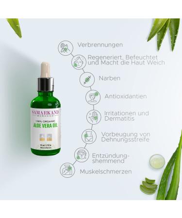 SAMARKAND Aloe Vera Oil 100% Organic Pure & Natural - 50ml for Skin Hair Nails Lips & Body Care | International Shipping Available - Buy Online on GoSupps.com