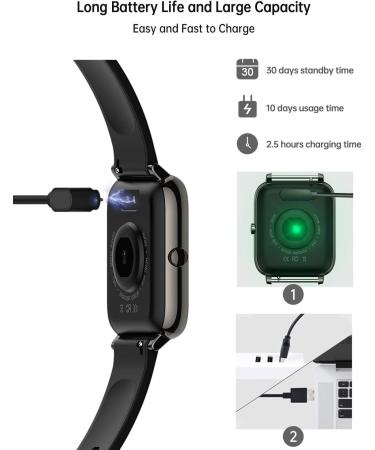 Popglory Smartwatch with Blood Pressure, Oxygen & Heart Rate Monitor - Full Touch Fitness Tracker for Android & iOS - Men Women Black - Buy Online on GoSupps.com