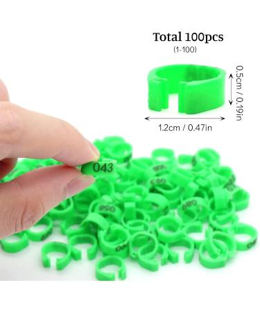 Andiker 100 Pigeon Identification Rings - 8mm Plastic Leg Bands for Birds Parrots Pigeons & Quails (Green) | International Shipping - Buy Online on GoSupps.com