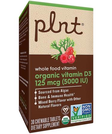 Organic Vitamin D3 a" 125 MCG (5 000 IU) Whole Food Vitamin a" Mixed Berry (30 Chewable Tablets) - Buy Online on GoSupps.com