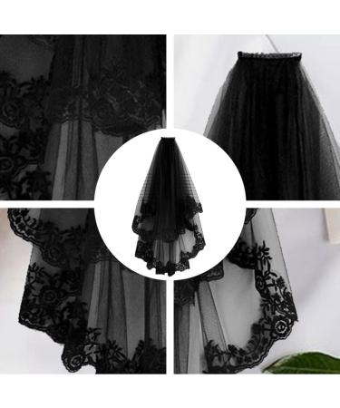 Healeved Halloween Witch Headwear Short Lace Veil Halloween Veil Halloween Headwear Retro Veil for Costume Party (Black) - Buy Online on GoSupps.com