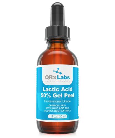Lactic Acid 50% Gel Peel with Kojic Acid and Bearberry & Licorice Root Extracts - Professional Grade Chemical Face Peel - Alpha Hydroxy Acid - 1 Bottle of 1 fl oz