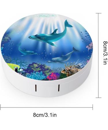 Buy Cartoon Underwater World Dolphins Coral Contact Lens Case - Portable Travel Box with Mirror - Buy Online on GoSupps.com