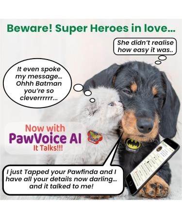 Pawfinda II AI Next Gen AI Digital Personalised Cat Dog Pet Engraved ID Tag with CONTACTLESS NFC and QR Code Technology Now with PawVoice AI. UK Developed Designed and Supported. Flash Paw - Buy Online on GoSupps.com