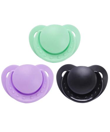 LittleForBig Adult Size Pacifier 3 Paci Pack-Black Green Purple