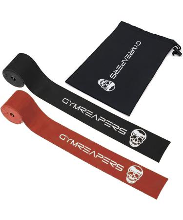 Floss muscle straps for relaxation & dental floss sore muscles and increase in mobility - compression band stretch band couple with a carrying bag black/red couple 1 medium - 1 heavy stringth