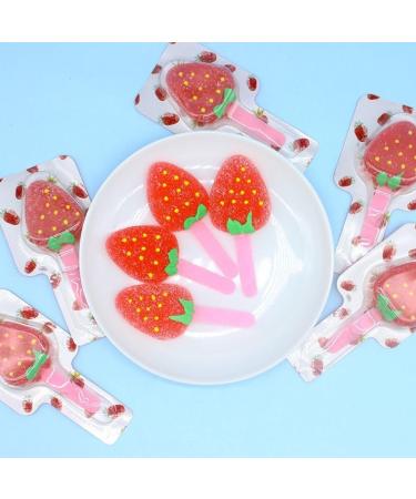 Strawberry shaped fruit lollipop Children's lollipop snack gift Halloween candy Instant fudge Gummies Fruit juice candy Cute candy Dessert Dim sum Soft candy Chinese snacks (10 pcs) - Buy Online on GoSupps.com