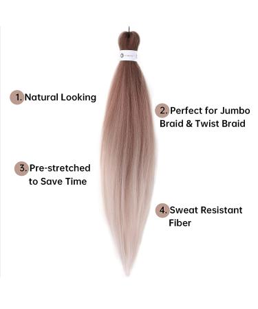 26 Ombre Brown Pre-Stretched Braiding Hair Extensions - 6 Pack Professional Soft Yaki Synthetic Crochet Braids - Hot Water Setting - 26 Inch - Buy Online on GoSupps.com
