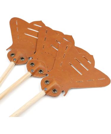 Heavy Duty Edition Fly Swatter - Long Wooden Handle Leather Insect Swatter - Smooth Surface - Helps Women with Long Handle - Practical - Buy Online on GoSupps.com