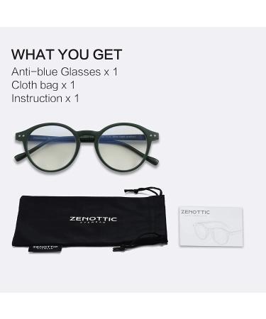 ZENOTTIC Blue Light Blocking Reading Glasses | Round Men Women | Magnification 0.0-3.5 | Green 0.0x - Buy Online on GoSupps.com